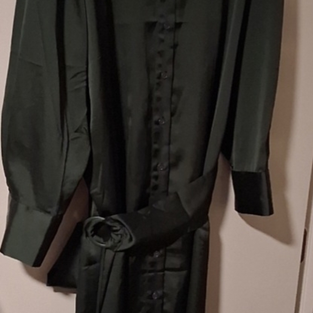 Eloquii Black Maxi Shirt Dress with Self-Tie Waist